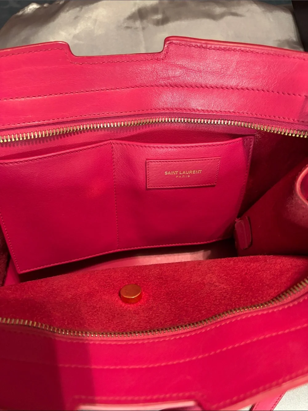 Yves Saint Laurent Pink Calfskin Leather Cabas ChYc Crossbody Bag - Picture 10 of 10